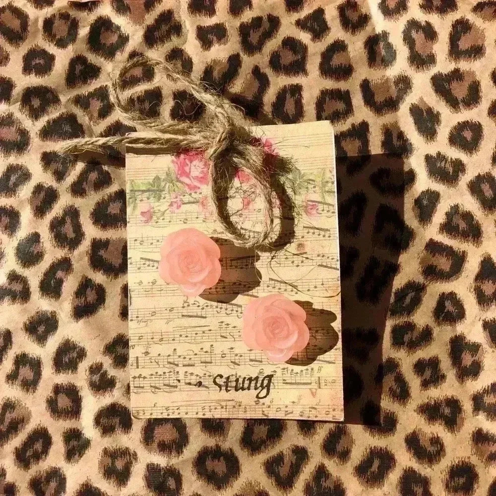 Handmade Pink Flower Earrings NEW